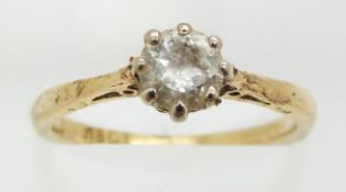 An 18ct gold ring set with a diamond of approximately 0.4ct, 2.5g, size K