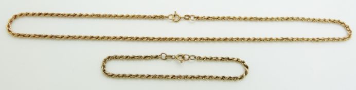 A 9ct gold rope twist necklace and bracelet, 4.3g