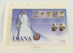 Elizabeth II 1981 gold full sovereign in Diana Princess of Wales stamp cover, no 0824