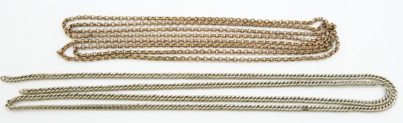 Victorian gold plated guard/ muff chain and another chain