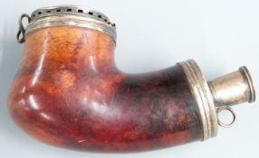 Victorian hallmarked silver mounted Meerschaum pipe, London 1853, maker Benjamin Barling, L12cm