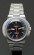 Omega Dynamic gentleman's wristwatch with black dial, luminous hour and minutes hands, orange centre