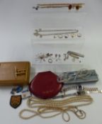 A collection of costume jewellery including eternity ring, diamanté jewellery, filigree bracelet etc