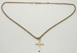 Victorian 9ct gold necklace and a 9ct gold cross, 7.2g