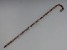 George V hallmarked silver mounted walking cane, Birmingham 1912, maker J Howell & Co Ltd