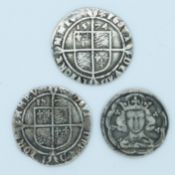Two Elizabeth I 1574 rose hammered sixpences, together with a possibly Edward IV hammered coin, no