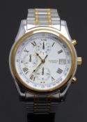 Sekonda gentleman's chronograph wristwatch ref. 3878 with date aperture, gold hands and Roman