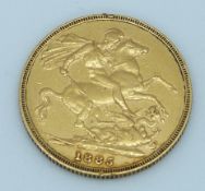 Victoria 1885 gold full sovereign