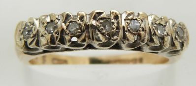 A 9ct gold ring set with diamonds, 2.7g, size K/L