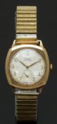 Rone Sportsmans 9ct gold gentleman's wristwatch with inset subsidiary seconds dial, gold hands and