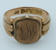 Victorian 15ct rose gold signet ring, Chester 1900, 4.2g, size N/O