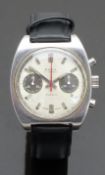 Cyma gentleman's chronograph wristwatch with applied grey sub dials, silver dial, luminous hour