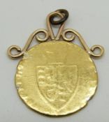 A mounted Georgian guinea, 9g