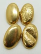 An 18ct gold pair of cufflinks, Birmingham 1912, maker JA & S, 9.1g