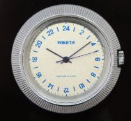 Raketa Russian 24 hour gentleman's wristwatch with blued hands, blue Arabic numerals, silver dial,