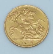 George V 1914 gold half sovereign