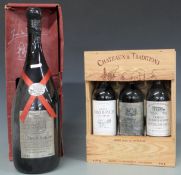 Four bottles of French red wine comprising St Chinian 1998, 300cl, 12% vol, in original presentation