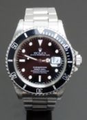 Rolex Oyster Perpetual Date Submariner gentleman's wristwatch ref. 16610 with date aperture, black