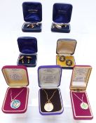 A pair of silver gilt Wedgwood cufflinks, three other pairs of Wedgwood cufflinks and three enamel