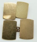 A pair of 9ct gold cufflinks with engine turned design, 7.2g