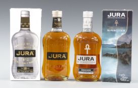 Two bottles of Jura Scotch whisky comprising Jura Superstition lightly peated Single Malt Scotch