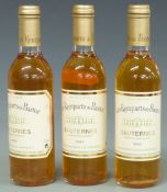 Three bottles Les Remparts de Bastor Sauternes 1994, 375ml,14% vol.