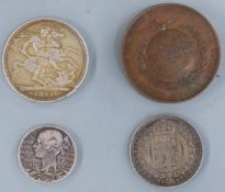 Queen Victoria 1891 Crown, together with an 1887 florin, a silver commemorative Jubilee example