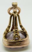 A 9ct gold fob set with an amethyst, 2.8g