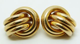 A pair of 9ct gold knot earrings, 4.4g