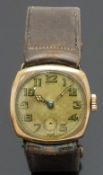 Cyma 9ct gold gentleman's wristwatch REF. 26470 with date aperture, gold hands and baton markers,