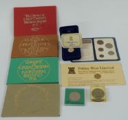 A collection of various UK coin packs 1973-1976, modern crowns etc, together with an Isle of Man