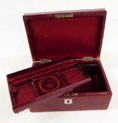 A vintage tooled red leather jewellery box by K.Greaves, New Street, Birmingham