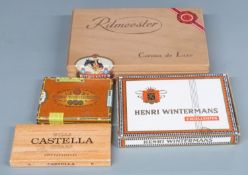 Four boxes of cigars comprising Wills Castella Panatellas, Henry Wintermans Senoritas, Henry