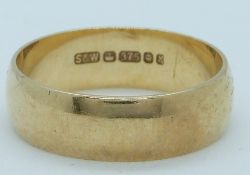 A 9ct gold wedding band/ring, 3.5g, size N