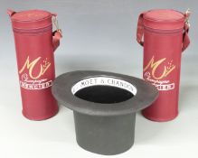 Moët & Chandon 'top hat' ice bucket and two Mercier Champagne bottle carriers.