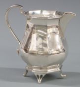Goldsmiths and Silversmiths Edward VII hallmarked silver octagonal baluster shaped jug, London 1907,