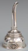 Hallmarked silver Georgian style wine funnel, Birmingham 1985 maker Laurence R Watson & Co, length