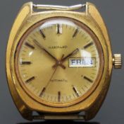Garrard gentleman's automatic wristwatch with day and date aperture, two-tone hands and baton