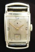 Lord Elgin Art Deco gentleman's wristwatch with inset subsidiary seconds dial, gold hands, black