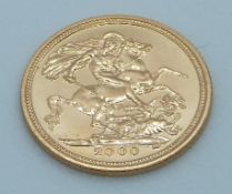 Elizabeth II 2000 gold half sovereign, sealed