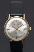 Rotary 9ct gold gentleman's automatic wristwatch with date aperture, gold hands and baton markers,