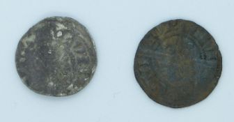 King John short cross penny, and an Edward I long cross example