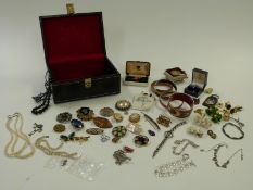 A collection of costume jewellery including Laurana bangles, filigree brooch, Trifari earrings,