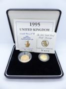 Elizabeth II 1995 proof gold half sovereign and £10 Britannia set, cased with certificates nos