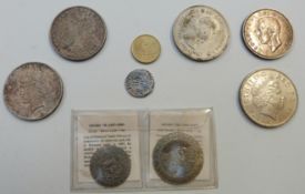 American and Canadian dollars, replica hammered coins etc