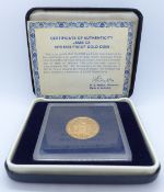 Jamaica 1979, 100 dollar proof .900 gold coin commemorating the 10th Anniversary of the