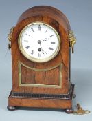 19thC rosewood and gilt metal mounted mantel clock with white enamel Roman dial and Breguet style
