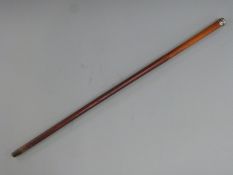 Victorian hallmarked silver mounted walking cane, Birmingham 1894