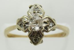 A 9ct gold ring set with diamonds, 1.7g, size K