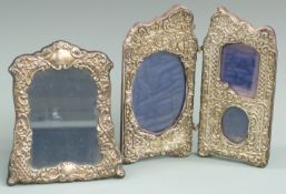 Two hallmarked silver photograph frames, one Edward VII with two hinged sections to hold three